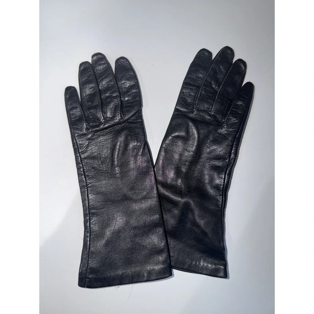 Vintage Womens Size M / 7 Black Soft Leather Formal Mid Length